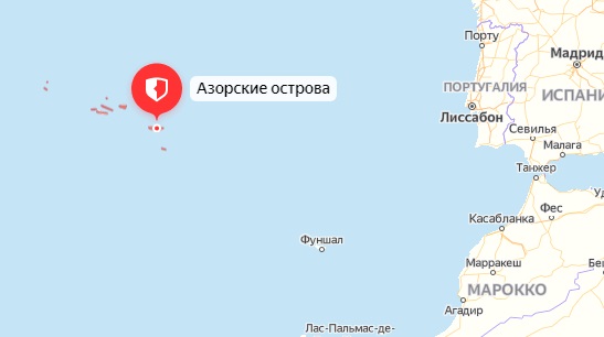 Азорские острова на карте