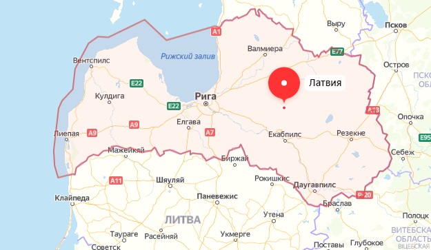 Латвия на карте