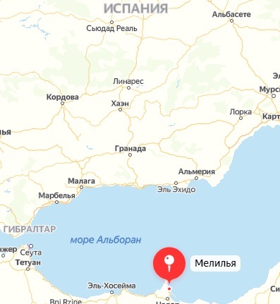 Город Мелилья на карте
