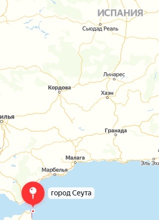 Город Сеута на карте